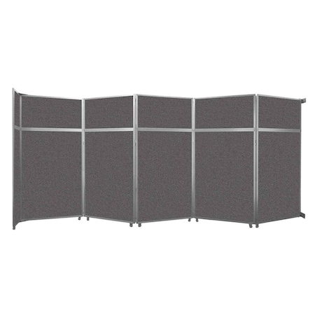 Versare Operable Wall Folding Room Divider 19'6" x 8'5-1/4" Charcoal Gray Fabric 1070507